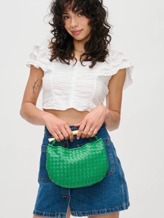 Urban Expressions Handbags - Urban Expressions Crossbody Bag in Green Vegan Leather with Gold Accent Handle
